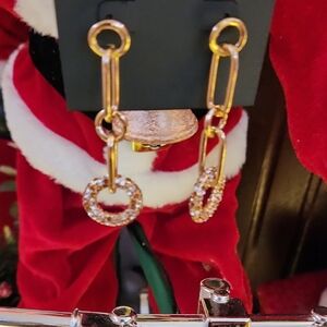 Gold and Crystal Hoop Earrings